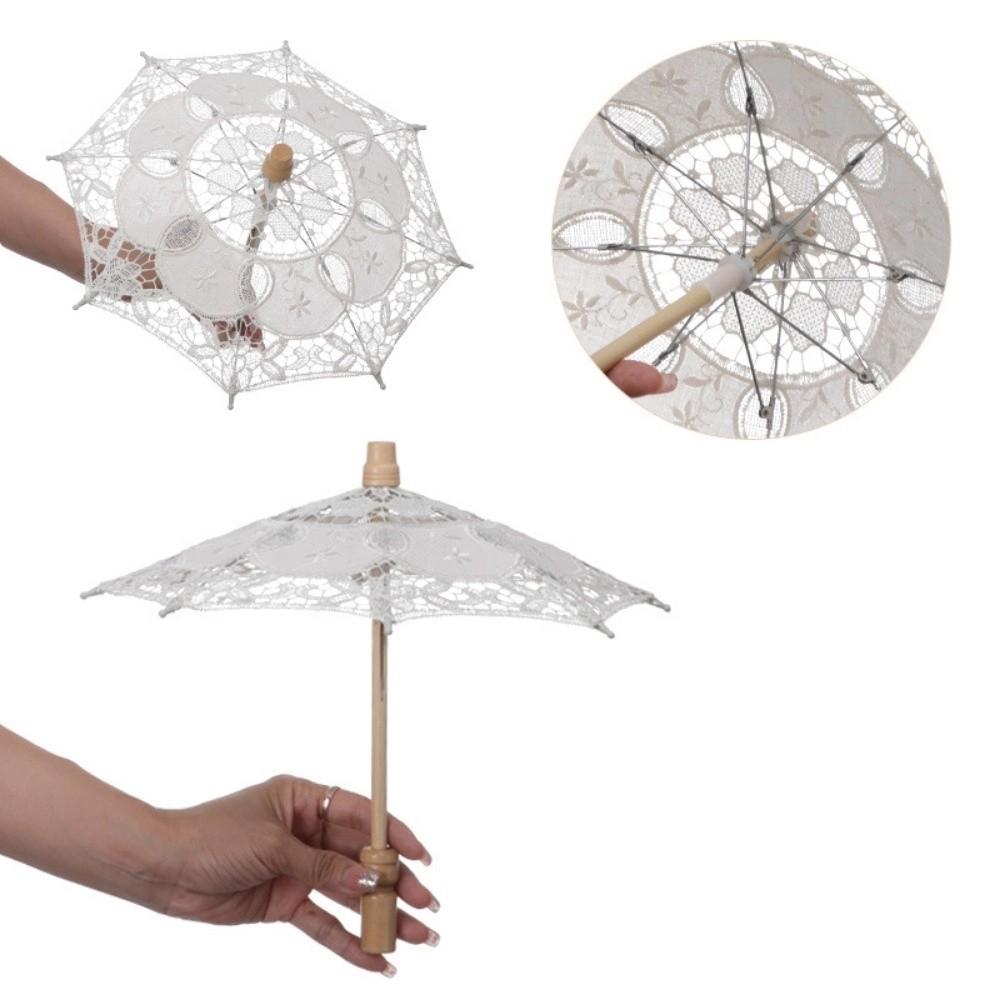 Embroidery Flower Girl Umbrella 26/31/43/53cm Kids Sun Umbrella  Bride Wedding Gift