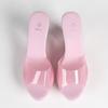 Women's Black Peep Toe Mule Sandals, Patent Leather High Heel Slip On Slippers, Platform Waterproof Backless Dress Party Shoes