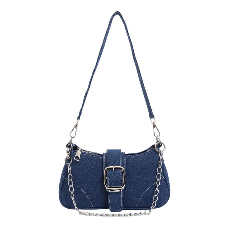 Denim small bag women's 2025 new high-end fashion commuter underarm bag simple chain shoulder messenger bag