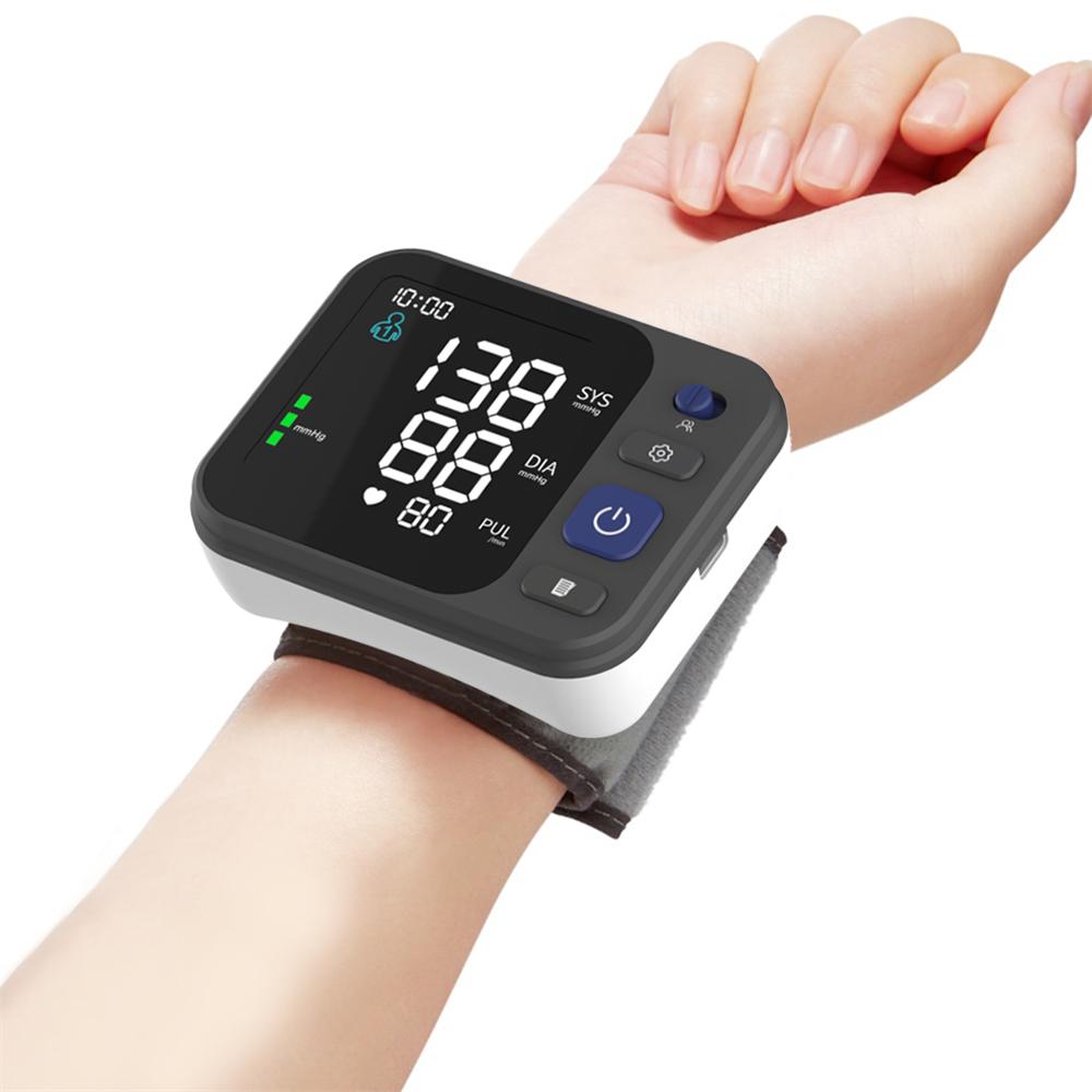 Portable Digital Tensiometer BP Machine LCD Display Sphygmomanometer with Wrist Blood Pressure Cuff Electric Power Source Acrylic