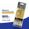 Ultraleichte 9 10 11-Gang-Fahrradkette, halbvoll hohl, 116L, Silber/Gold, Mountain MTB Rennradketten