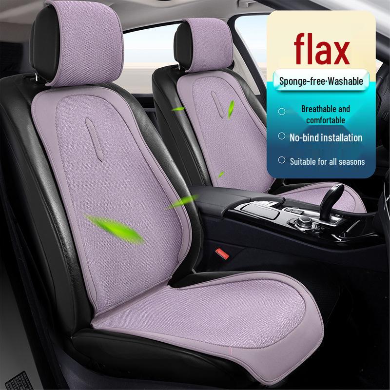Almofada Universal para Banco de Carro em Linho Natural, Antiderrapante, Respirável, Durável, para Todos os Carros de 5 Lugares, Adequada para Todas as Estações.
