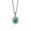 Retro Luxury   Inlaid Diamonds Blue-green Gemstone Pendant Fashion Shine Paraiba Necklace Exquisite Jewelry for Women