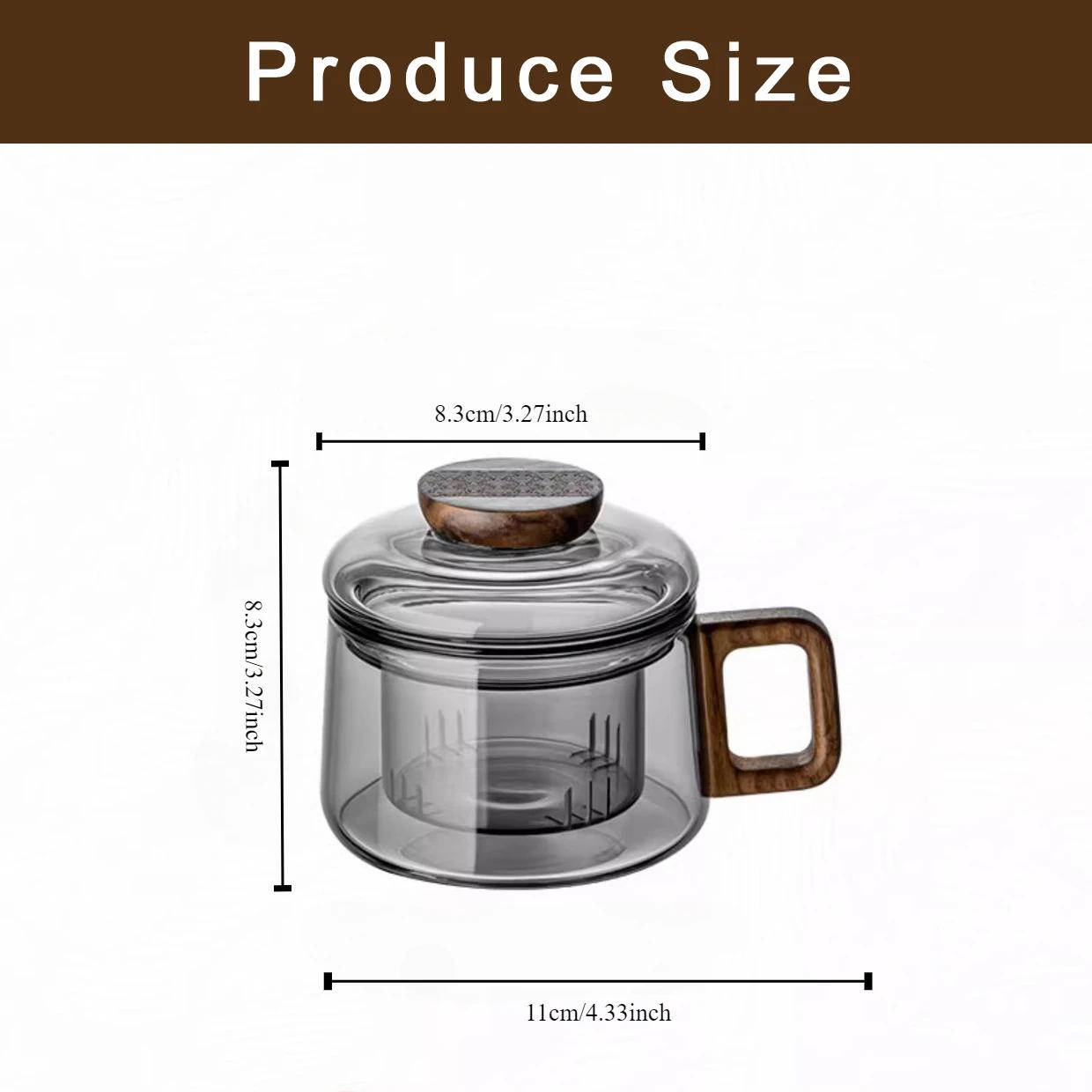 

Стеклянная чашка для чая с деревянной ручкой, крышкой и фильтром, водоотделитель для чая, термостойкий чайный сервиз Kung Fu, офисная чашка для чая 200ML