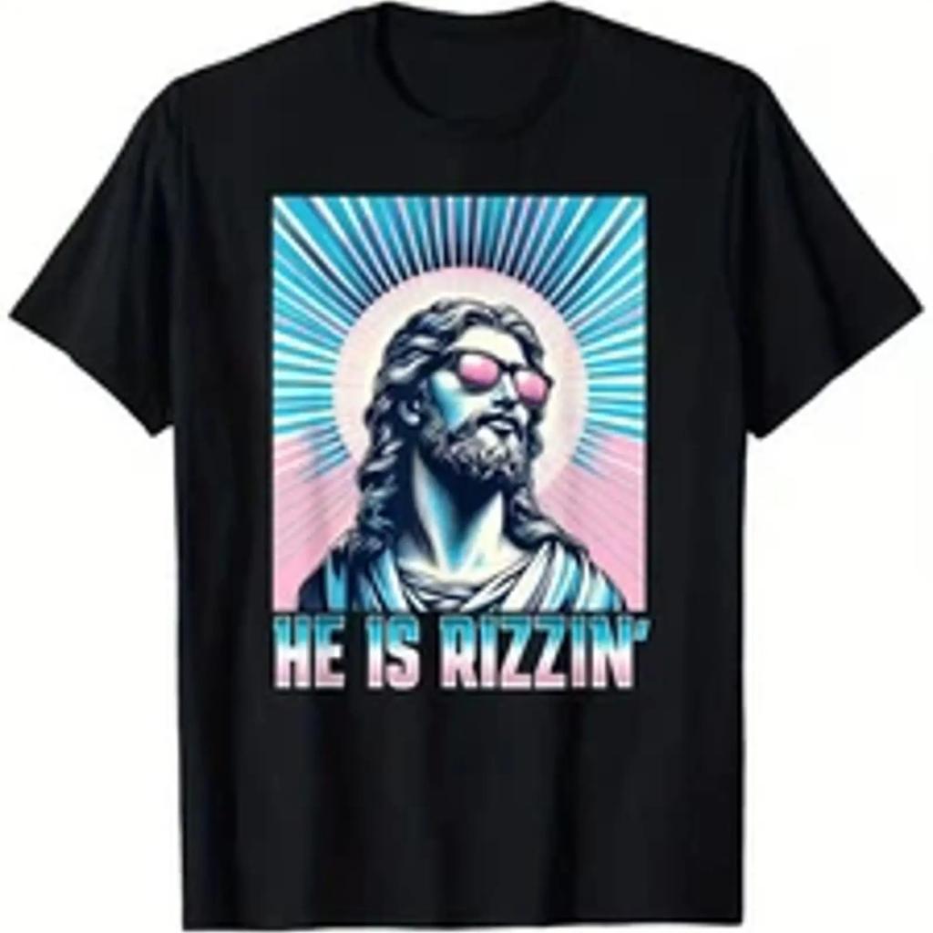 Resurrection Funny Easter Rizz Glasses He Is Rizzin Jesus T Shirt East Vintage Soft Designer Clothes Stylish Graphic