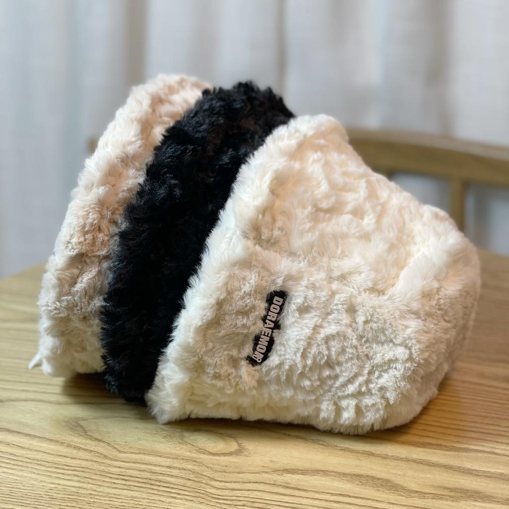 White Plush Fisherman Hat for Women in Autumn and Winter New Thickened and Warm Korean Style Versatile Leather Label Bucket Hat Trendy