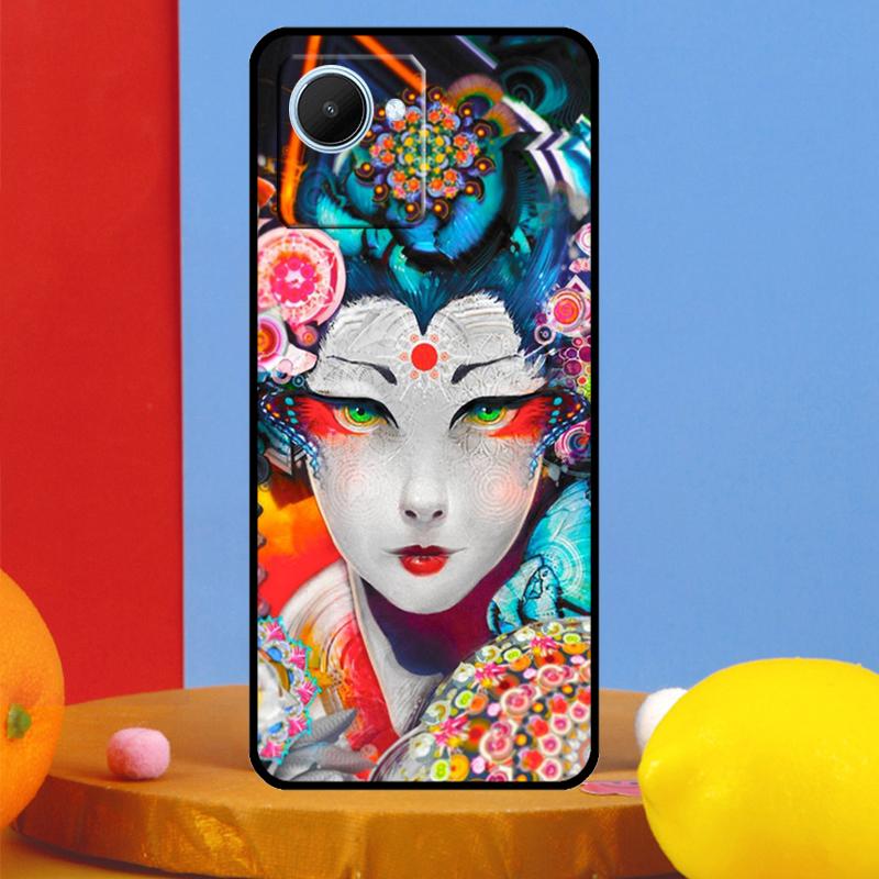 Japanese Geisha For Realme GT7 Pro GT6 10 11 12 13 14 15 Pro Plus C55 C67 C63 C61 C53 C35 C65 C75 C71 Case