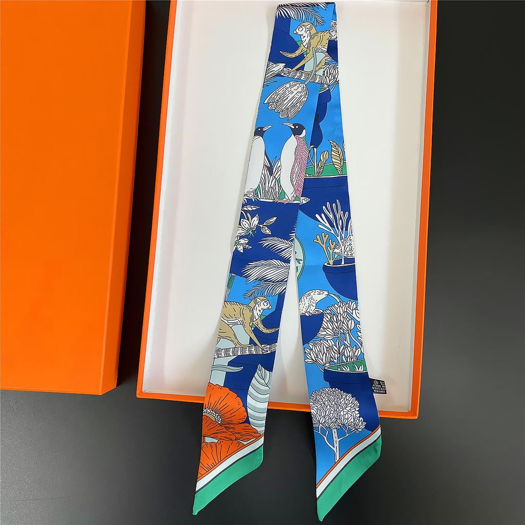 Double Colored Paisley Twill Silk Scarf New Brand Design Luxury Scarf Women Foulard Skinny Bag Scarves Neckerchief Hair Headband