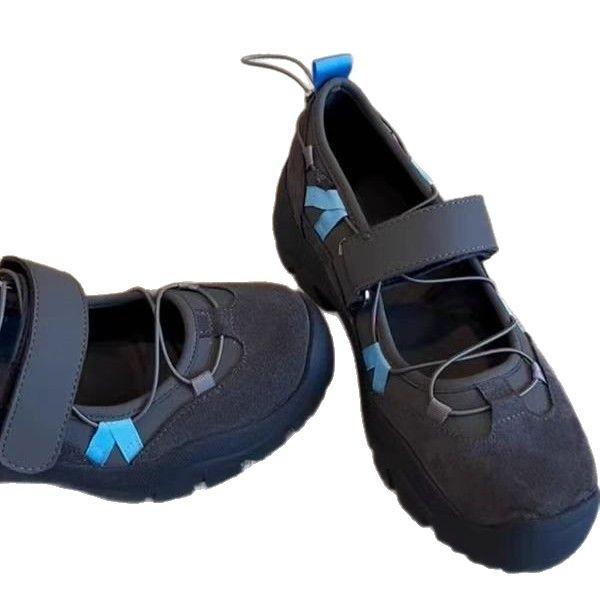 Cowhide version~ French retro style Velcro sports Mary Jane shoes women's new casual ballet sports sandals