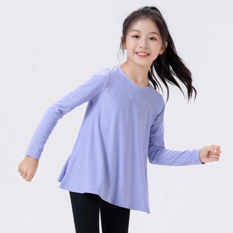 Completo Fitness da Bambina con Pullover a Maniche Lunghe Asciugatura Rapida e Leggings Squalo