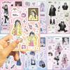 8 Korean Sweet and Cool Girl Face Change Stickers DIY Hand Account Small Card Mobile Phone Case Decoration Guka Stickers