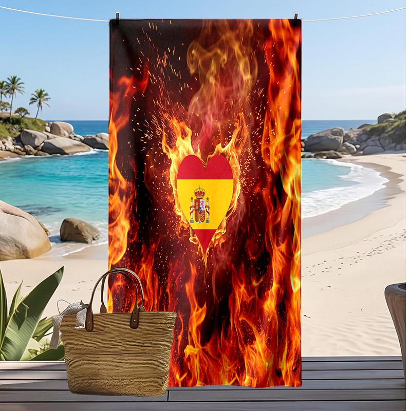 Spain Football Print Beach Towel Quick Dry Super Absorbent Soft Bath Towel for Swimming Beach Travel Fan Souvenir Gift