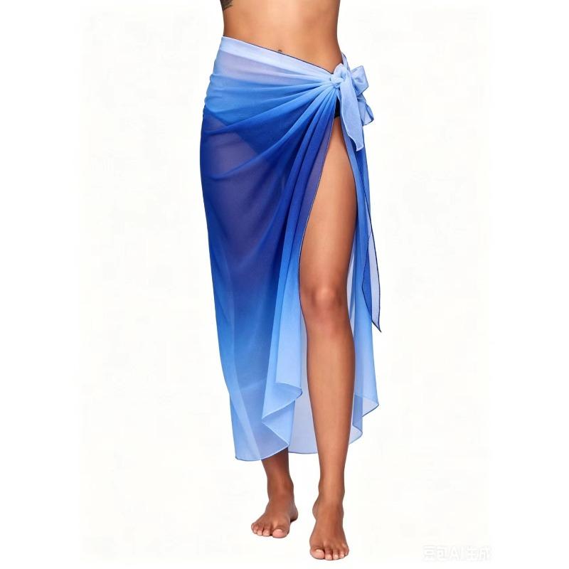 Long mesh beach wrap dress, sexy bikini one-piece scarf for women