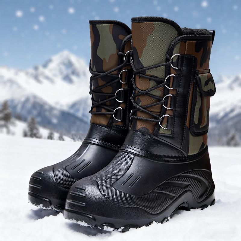 Cotton shoes men's new winter velvet thickened tall snow boots waterproof and non-slip one-pedal cotton boots