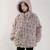 Cozy Faux Rabbit Fur Hooded Jacket Vintage Spots Fluffy Winter Coat Warm Thickened Premium Outerwear