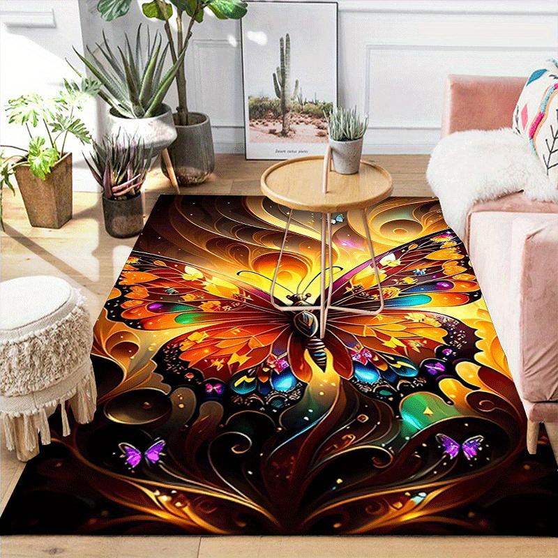 1pc Mysterious butterfly Print, Design Indoor Area Rug, Soft, Anti-Slip, and Durable Gaming Room Decor for Bedroom, Living Room, and Exercis