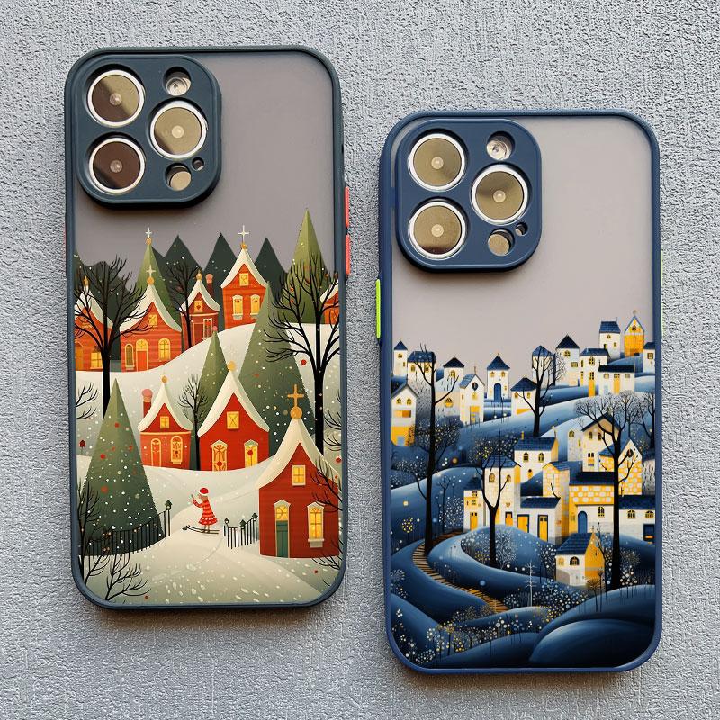 Snow falls forest Landscape Phone case For iPhone 16 15 14 13 12 11 Pro Max Mini X XR XS 15 7 8 Plus Shockproof Protection Cover