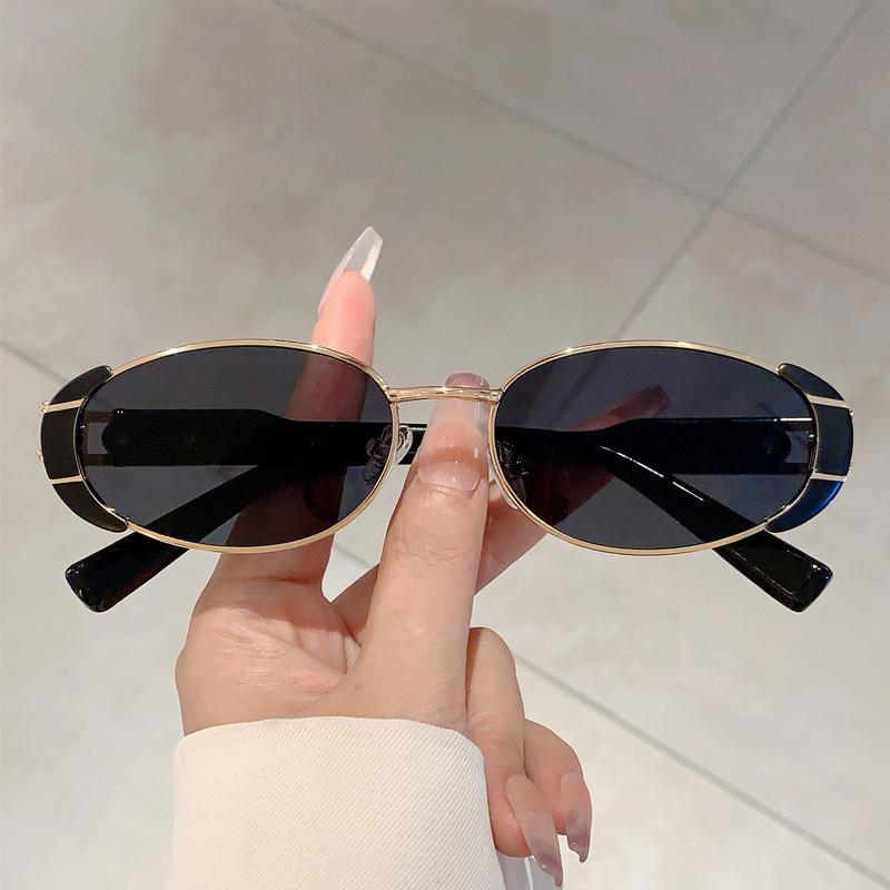 Luxury Brand Designer Metal Oval Sunglasses Women For Men Popular Vintage Sun Glasses Punk Outdoor Driving Hip Hop Eyewear Uv400