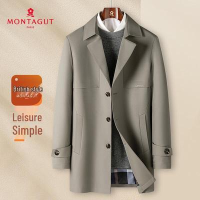 MONTAGUT Herren Britischer Stil Lässiger Revers Trenchcoat