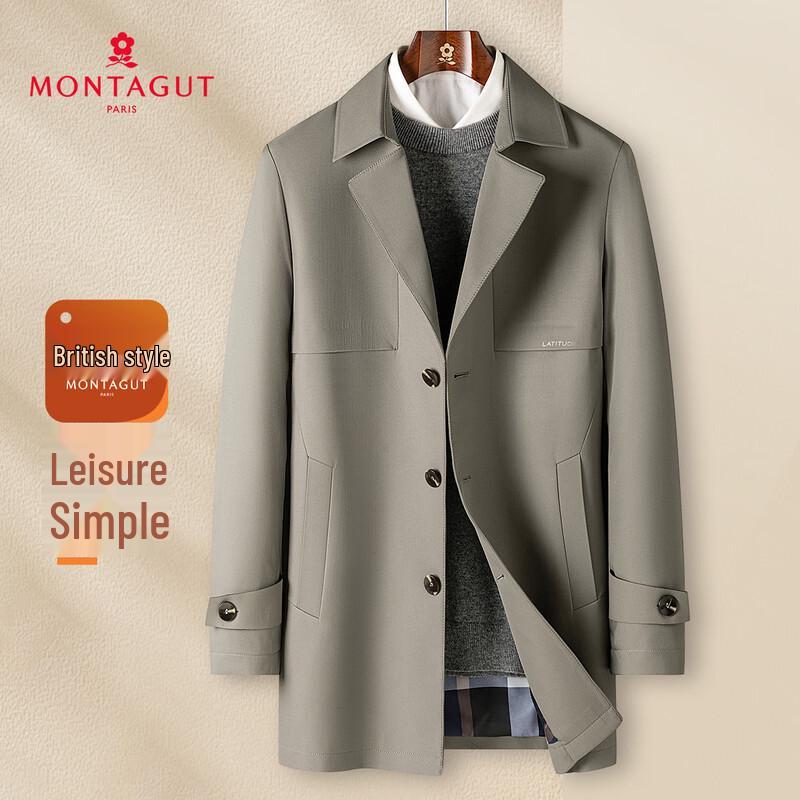 MONTAGUT Men's British Style Casual Lapel Trench Coat