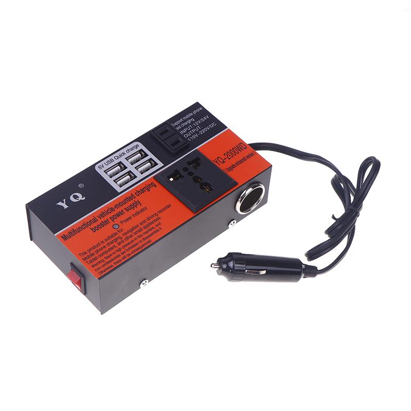 Auto Wechselrichter Auto Stromwandler 2000W Peak Dc 12V/24V Zu Dc 110V/220V Konverter Reise 4 USB Überlastschutz