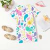 Girls Print Casual Dress Kids Loose Round Neck Short Sleeve Thin Sundress