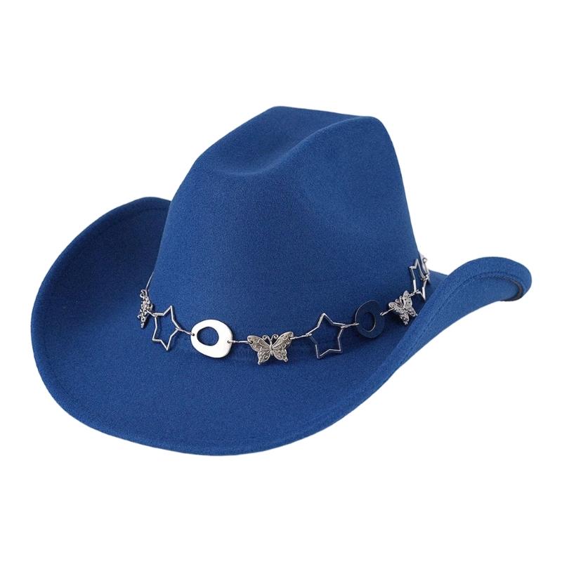 Fashion Star Butterfly Chain Cowboy Cap For Women Men Western Hat Fashion Accessory for Music Festival Theme Party