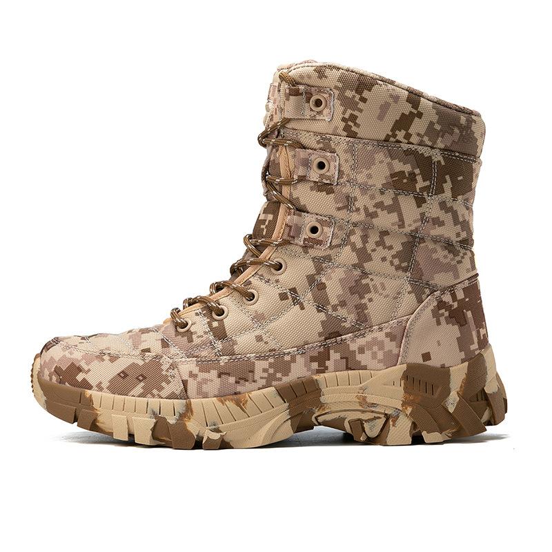 Fashion Men's Wide Width Canvas Combat Boots Camouflage Hiking High Top Tactical Shoes Non-Slip Waterproof Outdoor Training Boots