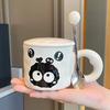 Süße Cartoon Keramiktasse mit Deckel Lustige Tassen Kaffeetassen Tasse für Tee Originelle Frühstückstassen Trinkgeschirr Personalisiertes Geschenk Bier