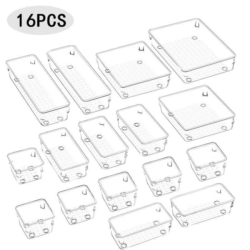 Transparent Desk Organizer with Compartments - Thickened Plastic Drawer for Small Items Storage