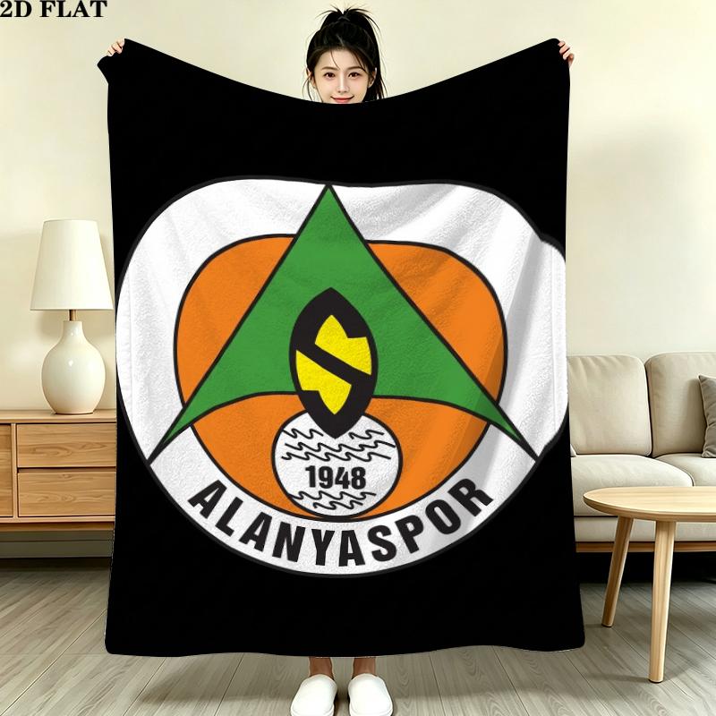 Alanyaspor Print Flannel Blanket, High quality Comfortable for All Seasons, Home Decor, Warmth and Comfort, Perfect for Christmas Gifts