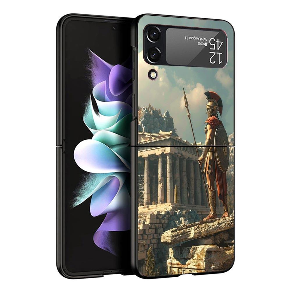 Roman Colosseum Black Phone Case For Samsung ZFlip7 ZFlip6 ZFlip5 ZFlip4 ZFlip3 5G Hard Protective Galaxy Z Flip 3 4 5 6 7