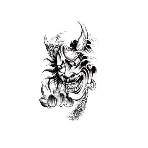 Ukiyo-E Painted Skull Prajna Tattoo Sticker Wake-Up Meaning Flower Arm Half Arm Water Transfer Waterproof Tattoo Sticker