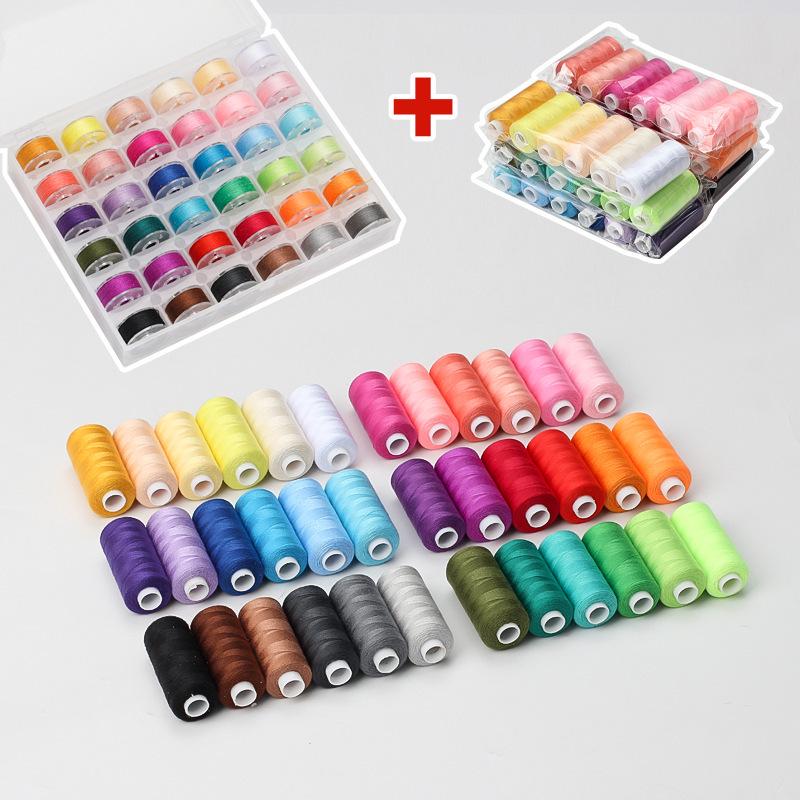 36-Color Polyester DIY Sewing Thread Set - 400 Yards with Bobbins