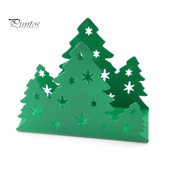 Holiday Table Decor Christmas Tree Napkin Holder, Stainless Steel Vertical Paper Towel Stand, Kitchen Counter Rack Decorative Dispenser for