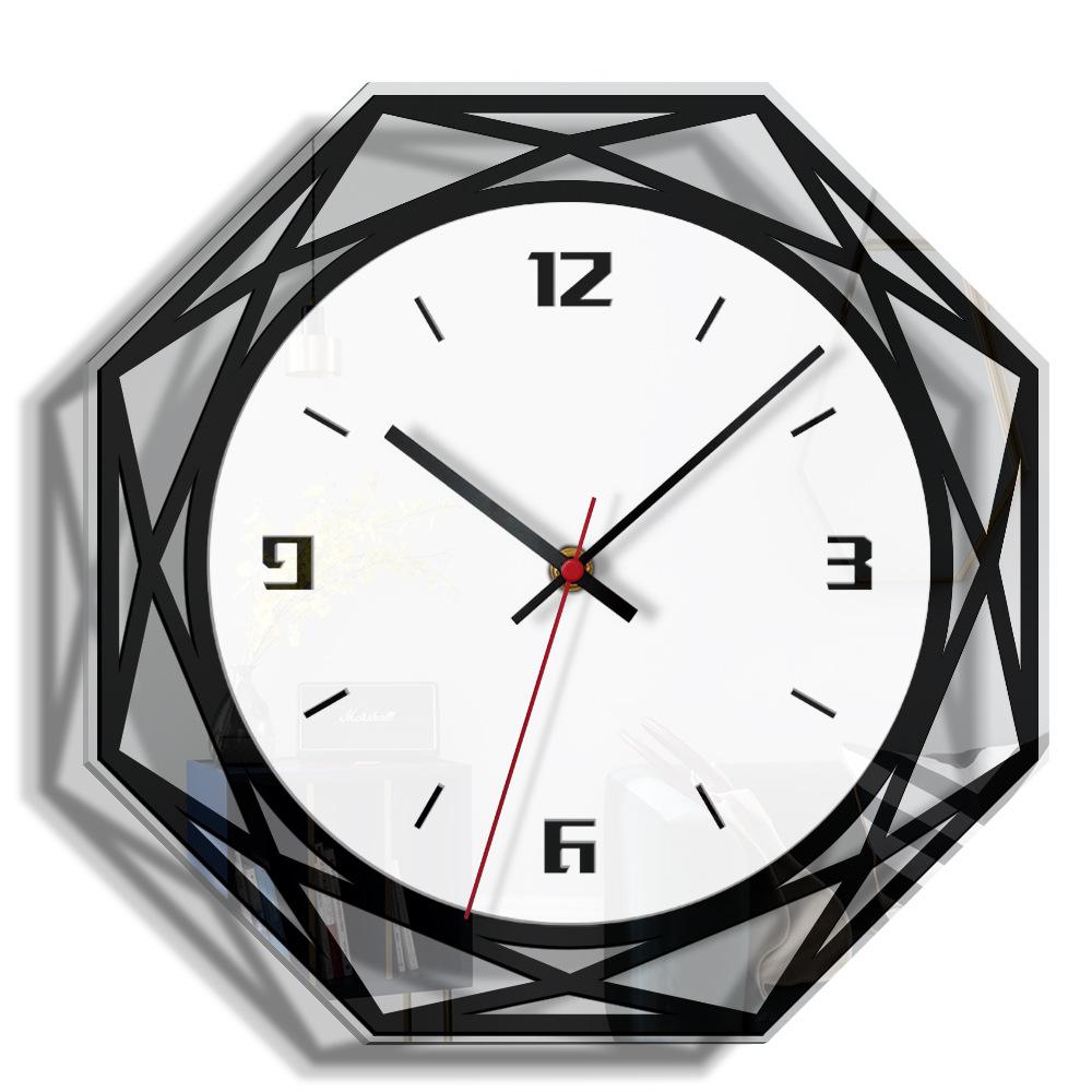 Silent Acrylic Wall Clock, Creative Black and White, Transparent Design for Living and Study Rooms