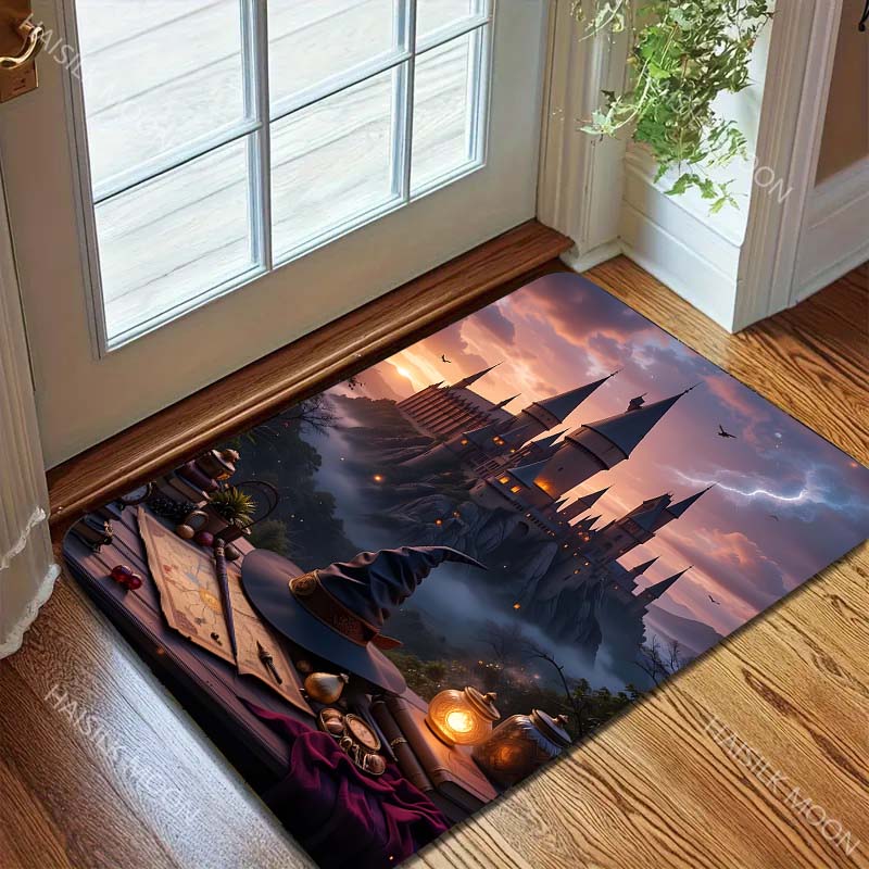 1PC Magic Castle Magic Hat Print Carpet for Living Room Bedroom Bathroom Mat Creative Doormat Sofa Table Home Decor Area Rug