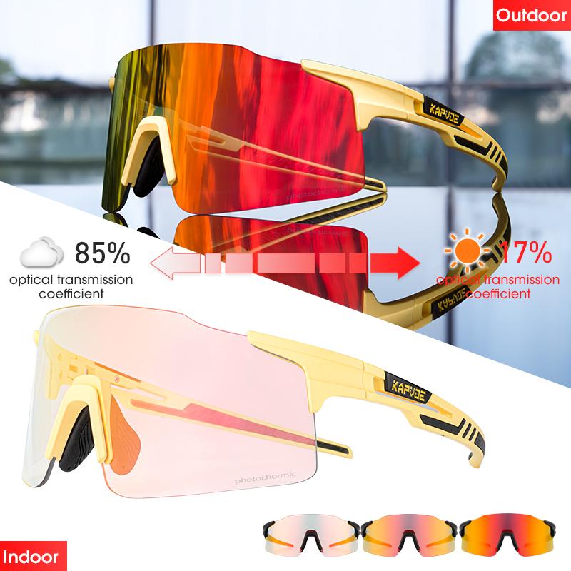Pochromic Cycling Sunglasses  UV400 Cycling Glasses Outdoor Bike Eyewear MTB Hiking Sports Riding Glasses Bicycle Goggles