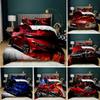 Race Car Bedding Set Twin Size Burning Red Flame Duvet Cover Set 3D Sports Car Comforter Cover King 2/3Pcs Polyester Quilt Cover