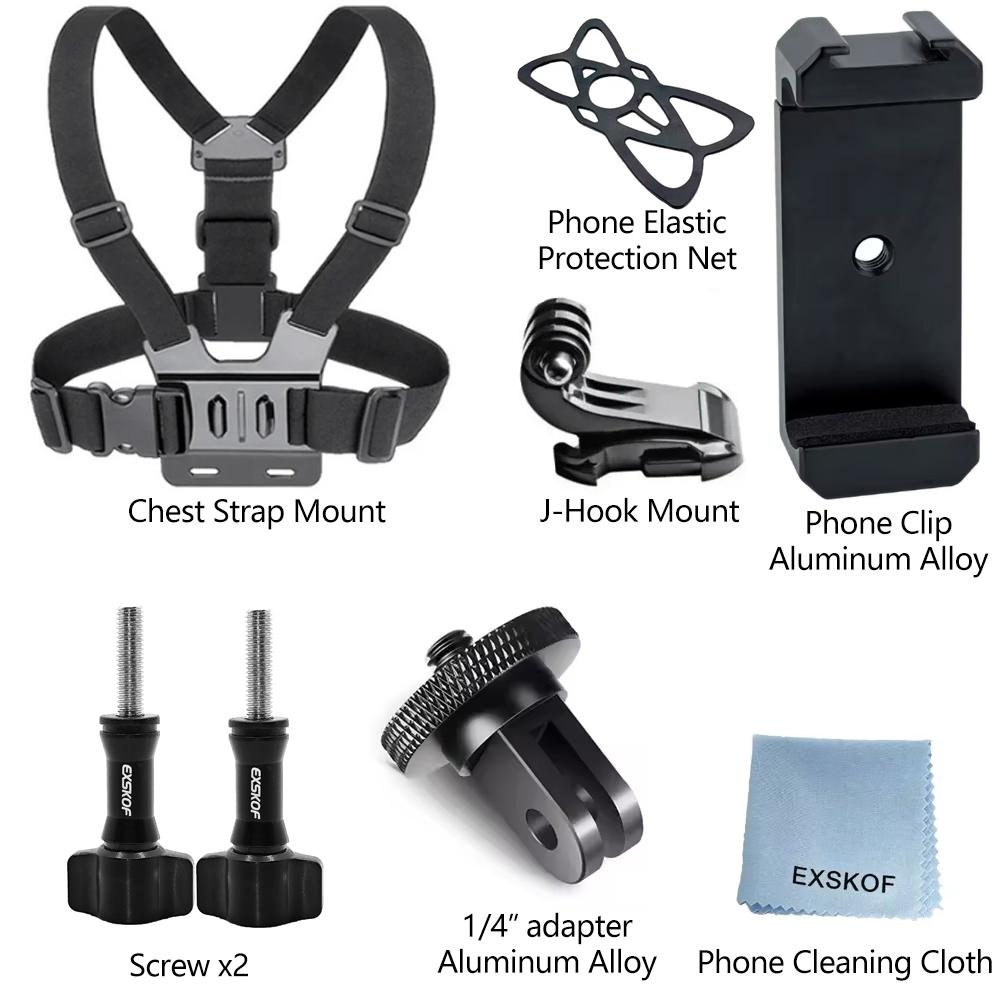 7-in-1 Action Camera Accessories Set Head Strap Chest Strap Mount Phone Holder For GoPro Insta360 SJCAM Osmo Akaso Smartphones