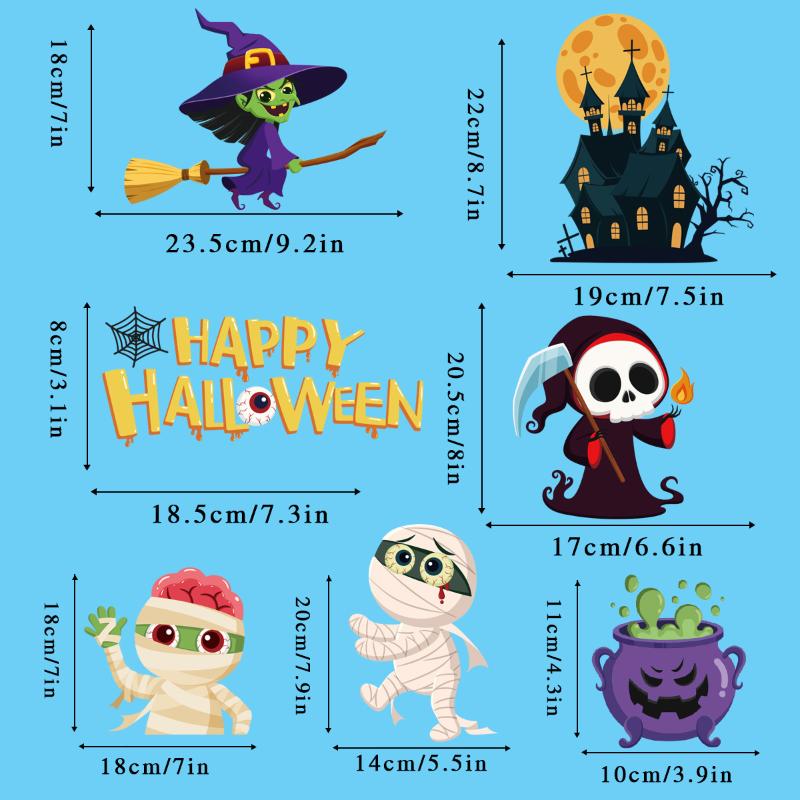 Halloween Window Sticker Pumpkin Witch Bat Castle Pattern Wall Stickers Halloween Decals
