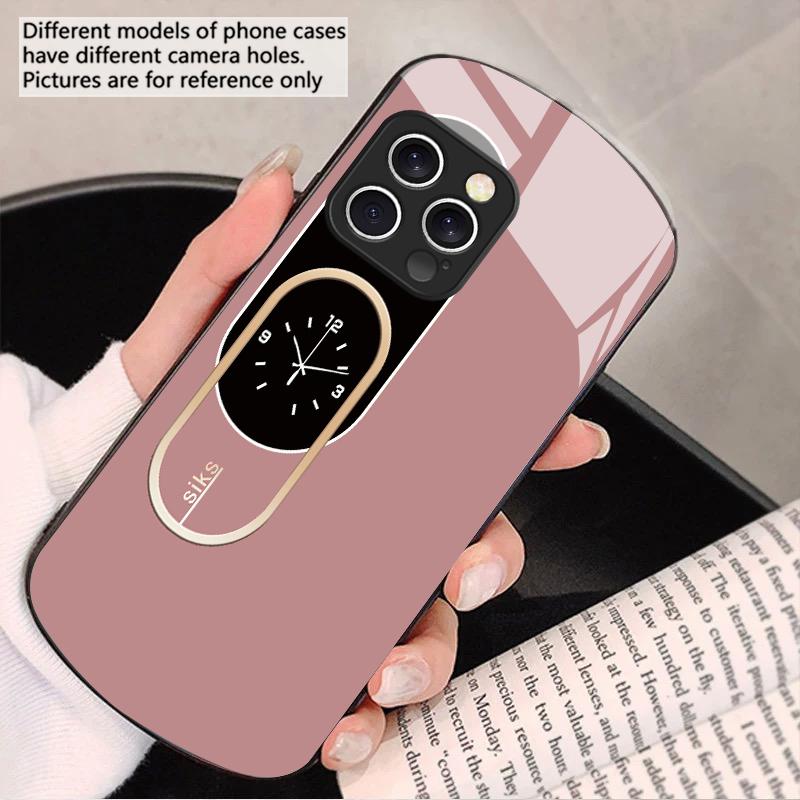 Wanduhr Farbmuster Für iPhone 16 15 14 13 Plus 12 mini 11 Pro Max XR Xs Max X 7 8 6 6S 2022 Elliptische Glas-Handyhülle