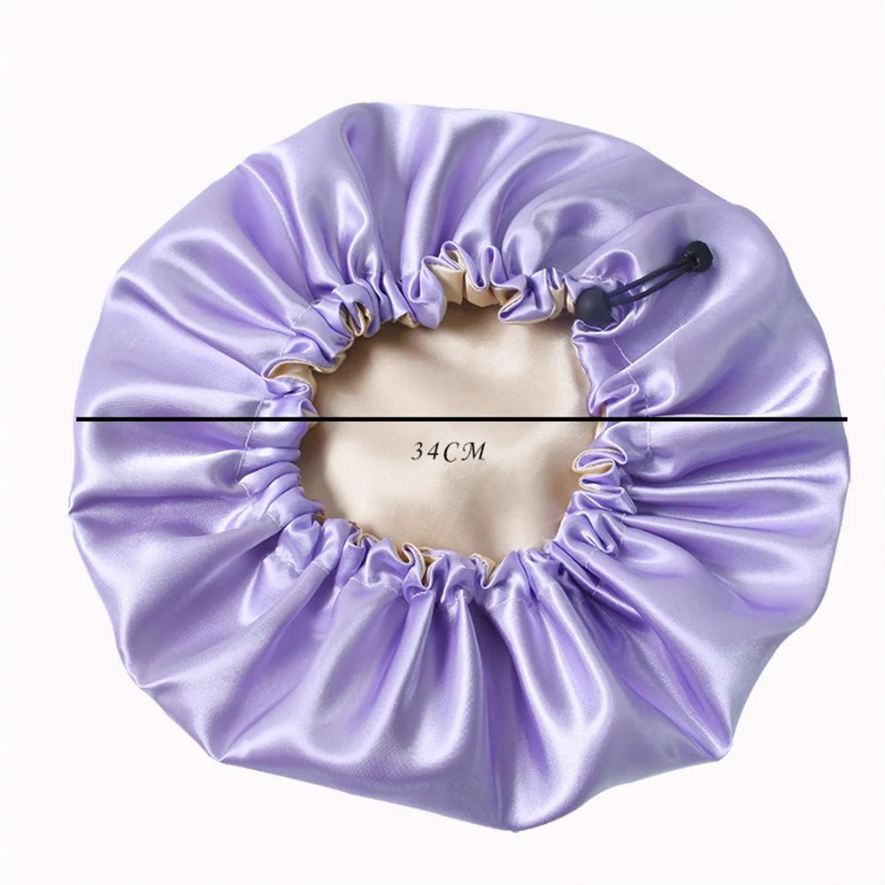 Nuova cuffia da notte reversibile in raso per capelli ricci da donna, a doppio strato, regolabile, elastica, per la cura dei capelli