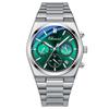 CHENXI Men's Multifunctional Watch Calendar Moon Phase Chronograph Stylish Stainless Steel Strap Luminous Waterproof Wristwatch