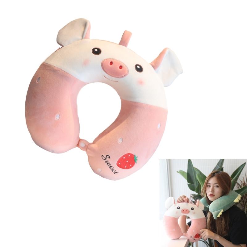 Soft Velvet U Shape Neck Pillow With Optional Animal Designs Memory Foam Cushion For Children Traveling