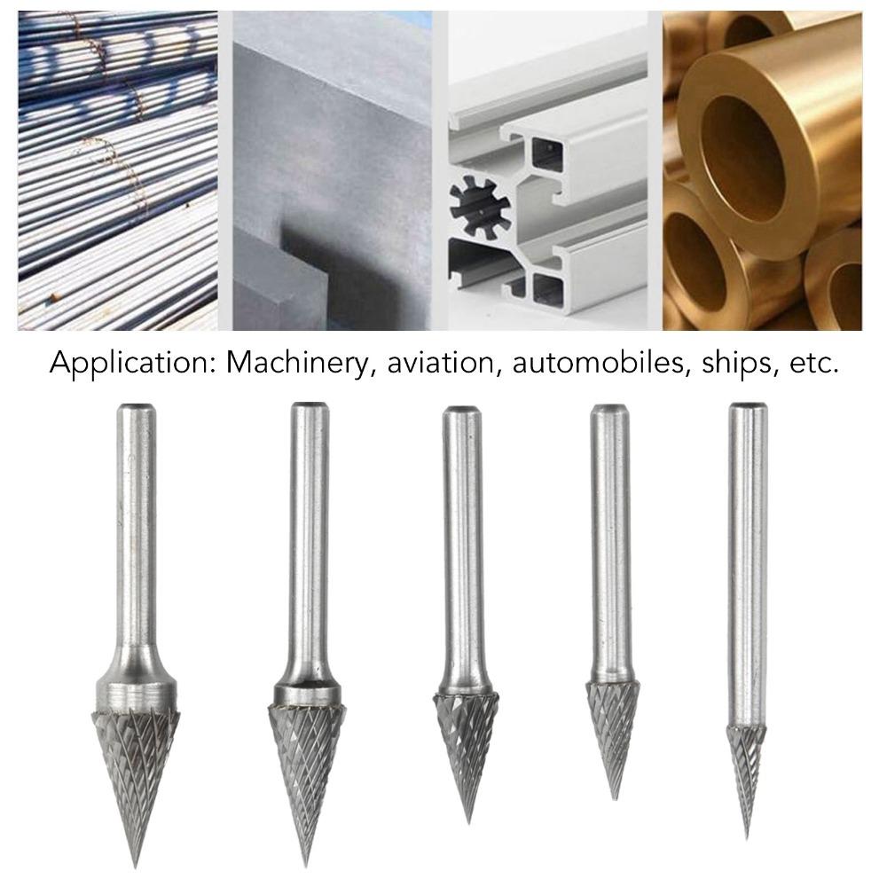 5PCS Double Cut Carbide Rotary Burrs 6mm Shank Carbide Burr Set Carbide Cutting Heads  Auto Shop
