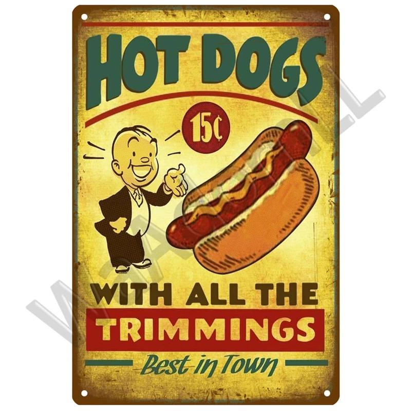Metal Sign Delicate Fast Food Plate Tin Sign Plaque Vintage Restaurant Home Bar Cafe Kitchen Metal Poster Wall Decor Accessories