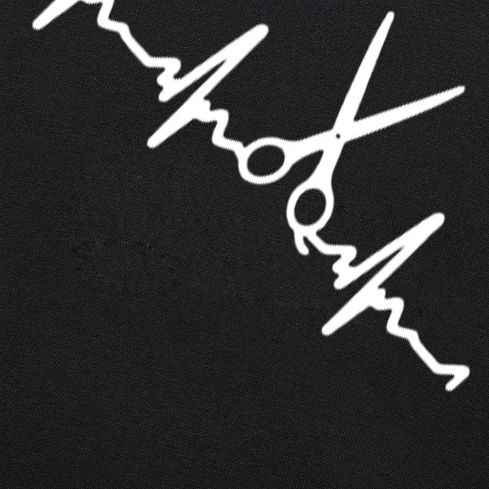 Heartbeat of Hairdresser T Shirt Short Sleeve Funny Barber Scissors Hair Stylist Graphic Harajuku Hip Hop Streetwear T-shirt