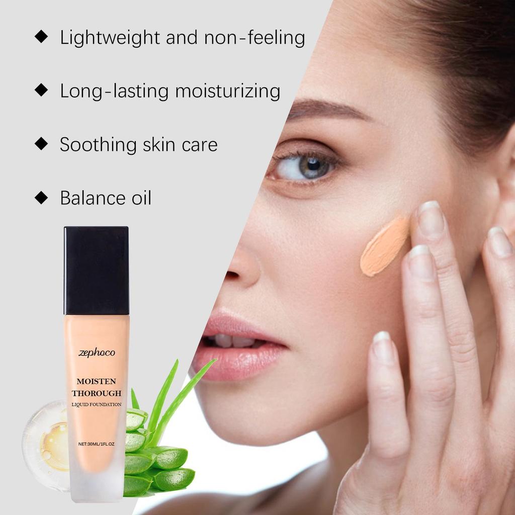 ZEPHOCO Natural Moisturizing Lightweight Foundation - Skin Tone Correcting and Refreshing.