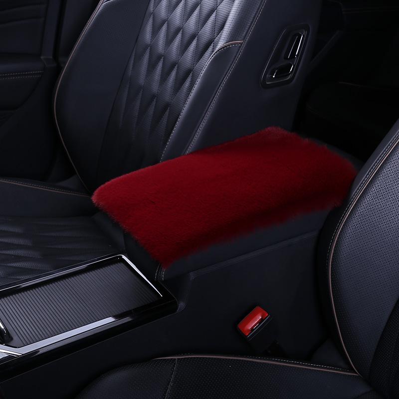 

Soft Furry Plush Polyester Armrest Box Pad Cover Center Console Box Armrest Pad Cushion Universal Women Car Accessories Flocking Cloth&Autumn And Winter